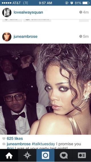 Illustration for article titled The Best Met Gala Photo: Carmelo Anthony Staring At Rihanna